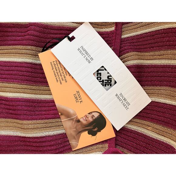 New Future Collective x Jenny K. Lopez Striped Strappy Tank Pink Gold Medium - Picture 5 of 6